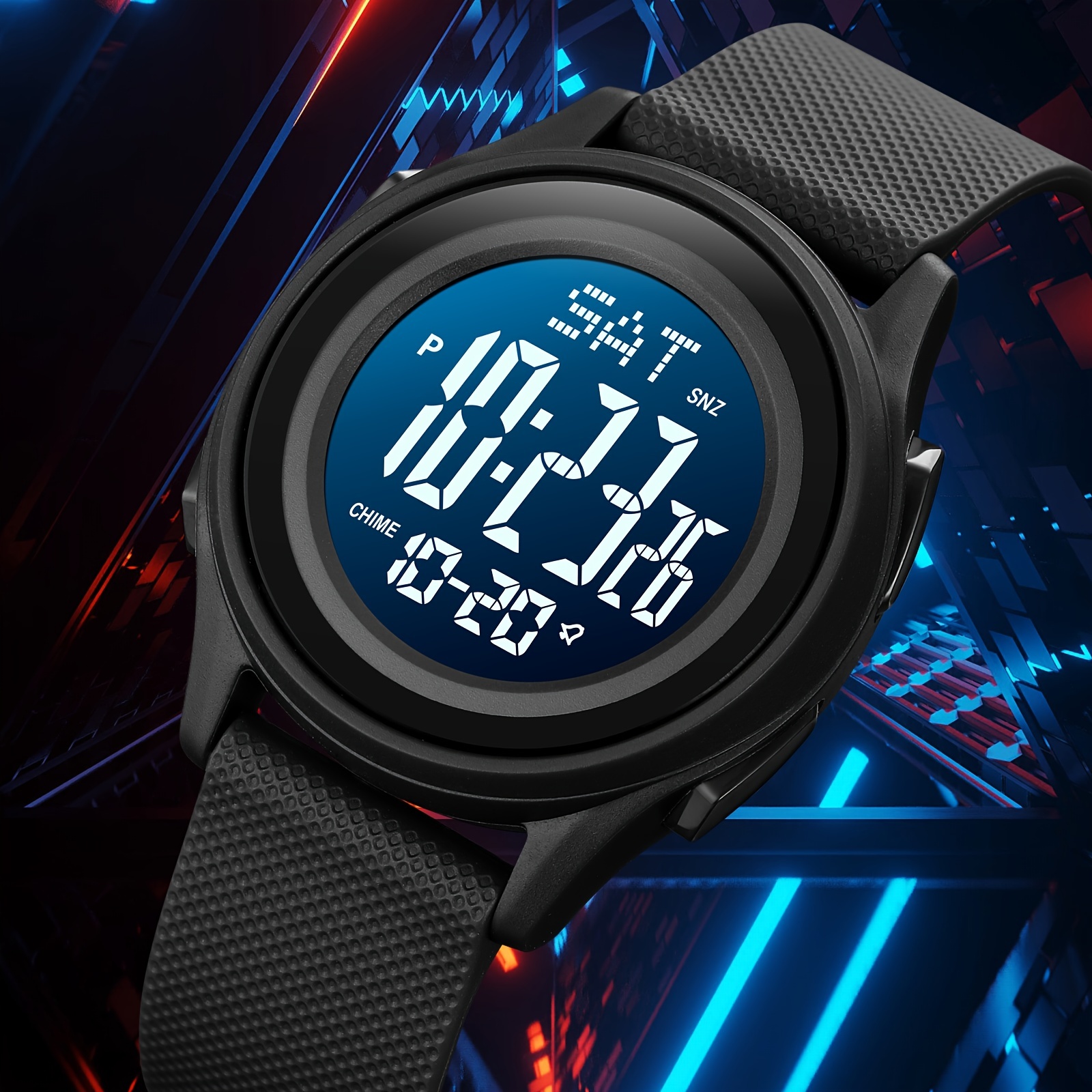 Reloj deportivo digital para hombre, de cara grande, impermeable, con  cronómetro, alarma LED, Digital