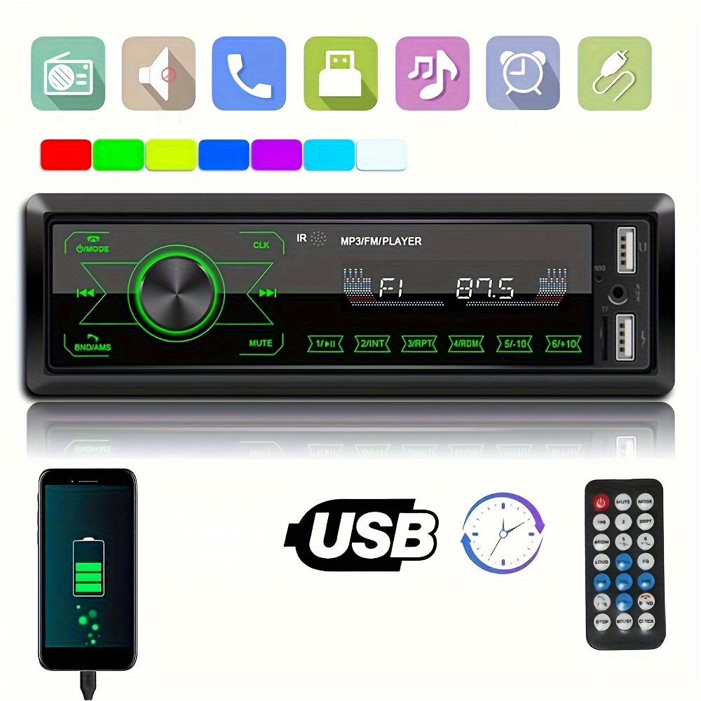 Comprar Radio de coche 1 Din Bluetooth HD 7 pantalla táctil estéreo 12V FM  ISO entrada auxiliar Bluetooth USB Mirror Link Autoradio Universal