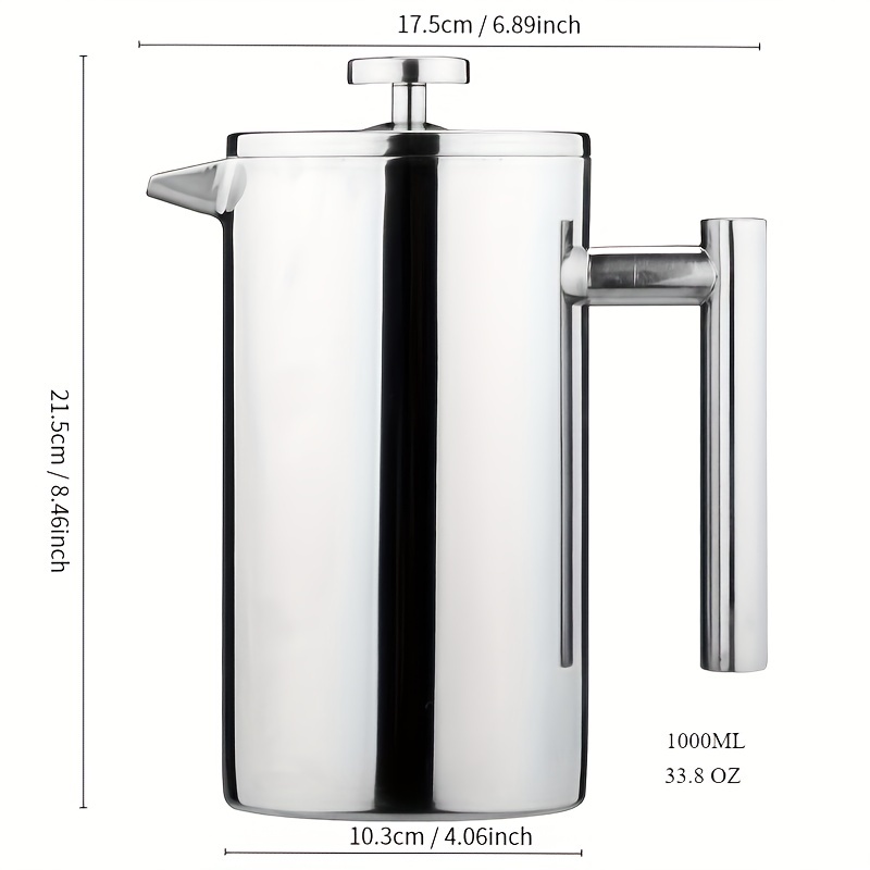 304 Stainless Steel French Press Tea Maker, 80 Mesh Thickened Moka