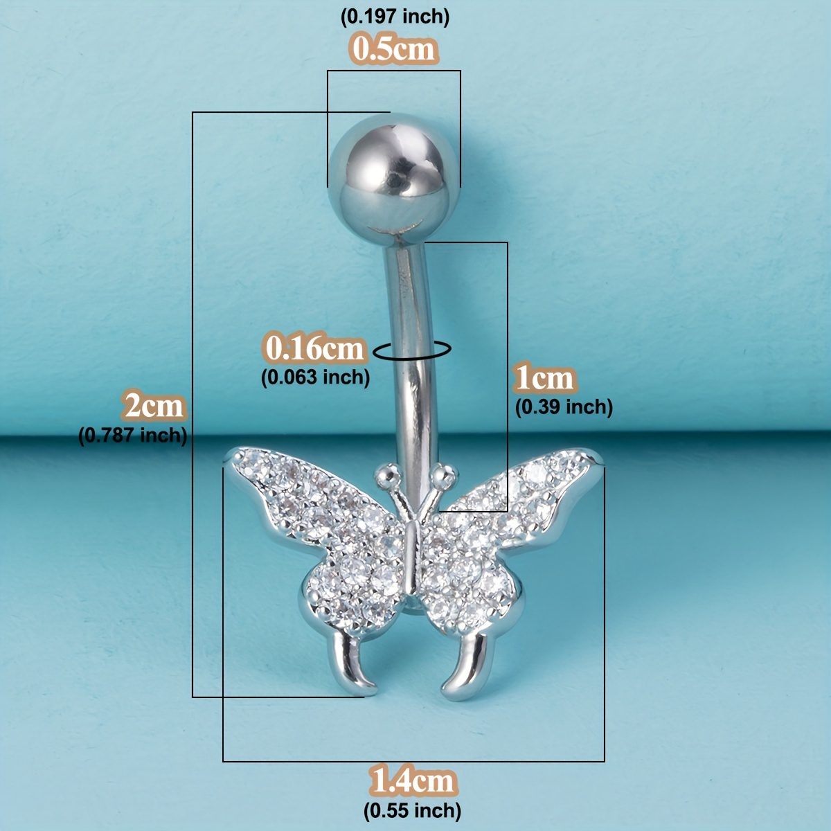 Butterfly belly clearance button ring