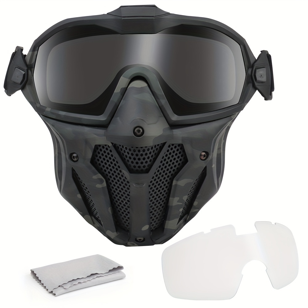 Máscara Táctica Airsoft Protección Facial Completa Gafas - Temu Chile