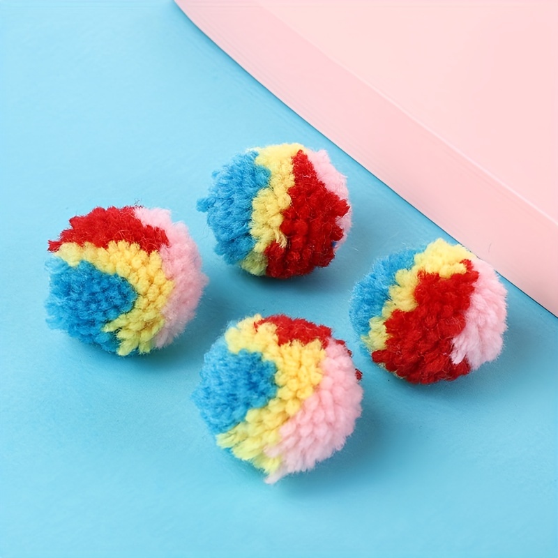 Assorted Color Cat Ball Toys Woolen Yarn Puffs Cat Pom Pom - Temu
