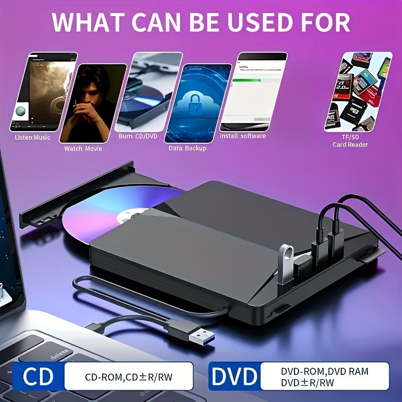 External Cd/dvd Drive: Usb 3.0 Portable Burner For - Temu
