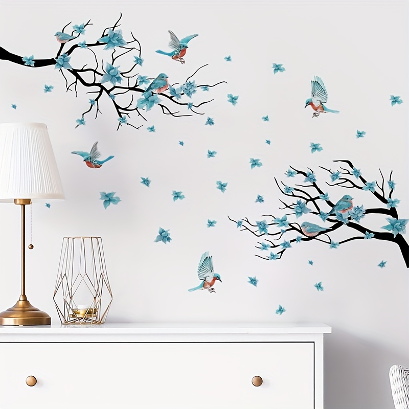 Vinyl Wall Decals Trees Wall Sticker Baby Nursery Children Wall Decor Home  Decor Wall Hanging Two Branch Corner With Flying Birds 