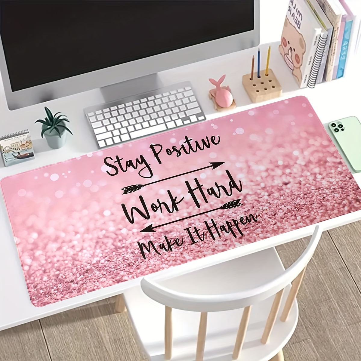 

Stay Positive Mouse Pad, Extended Mouse Pad 31.5x15.7inch Xxl Large Computer Keyboard Mouse Mat Desk Pad With Non-slip Base And Stitched Edge For Home, Office, Gaming, Work