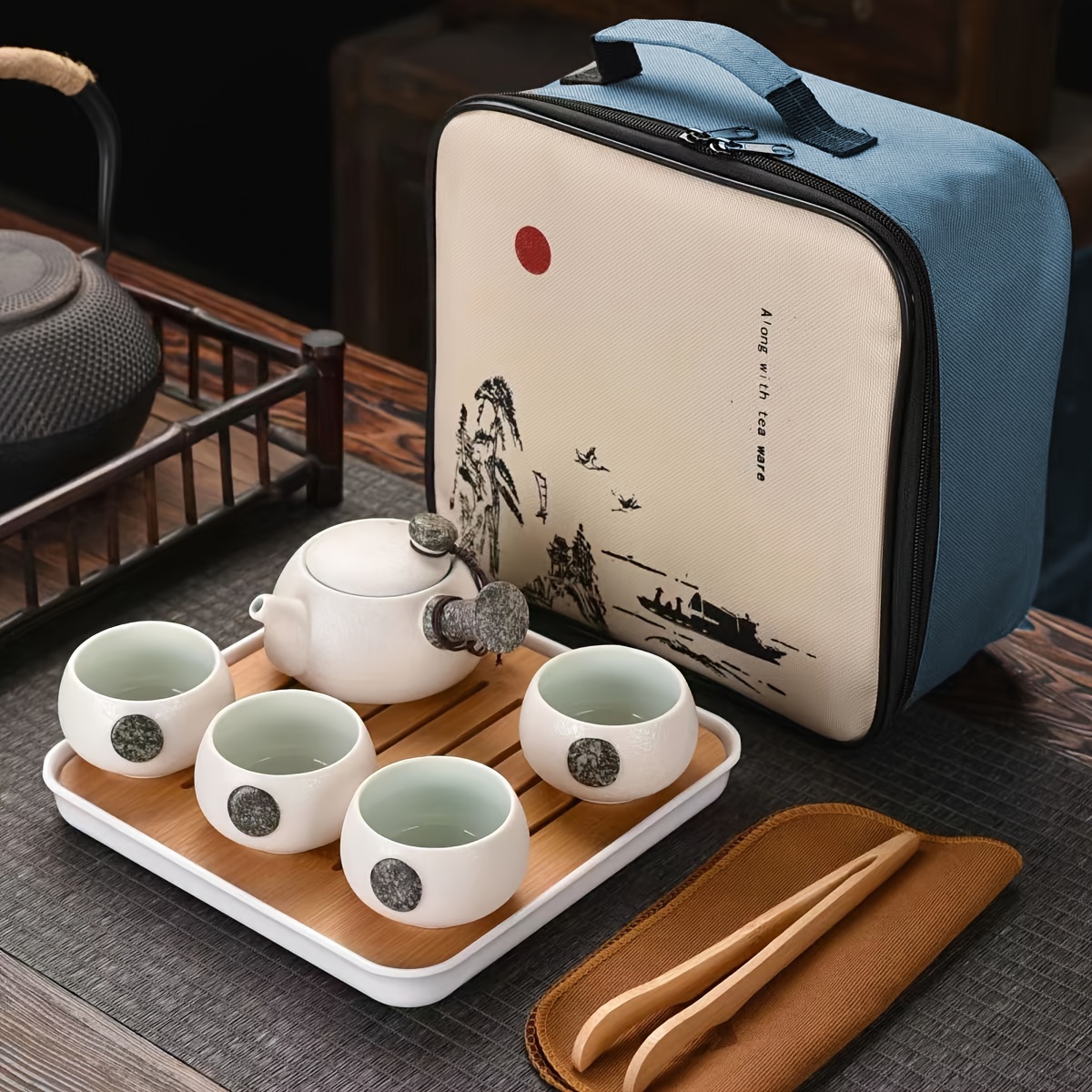 Tea Set Kung Fu Teapot Infuser Mini Kung fu Tea Pot Travel Tea Set for Home