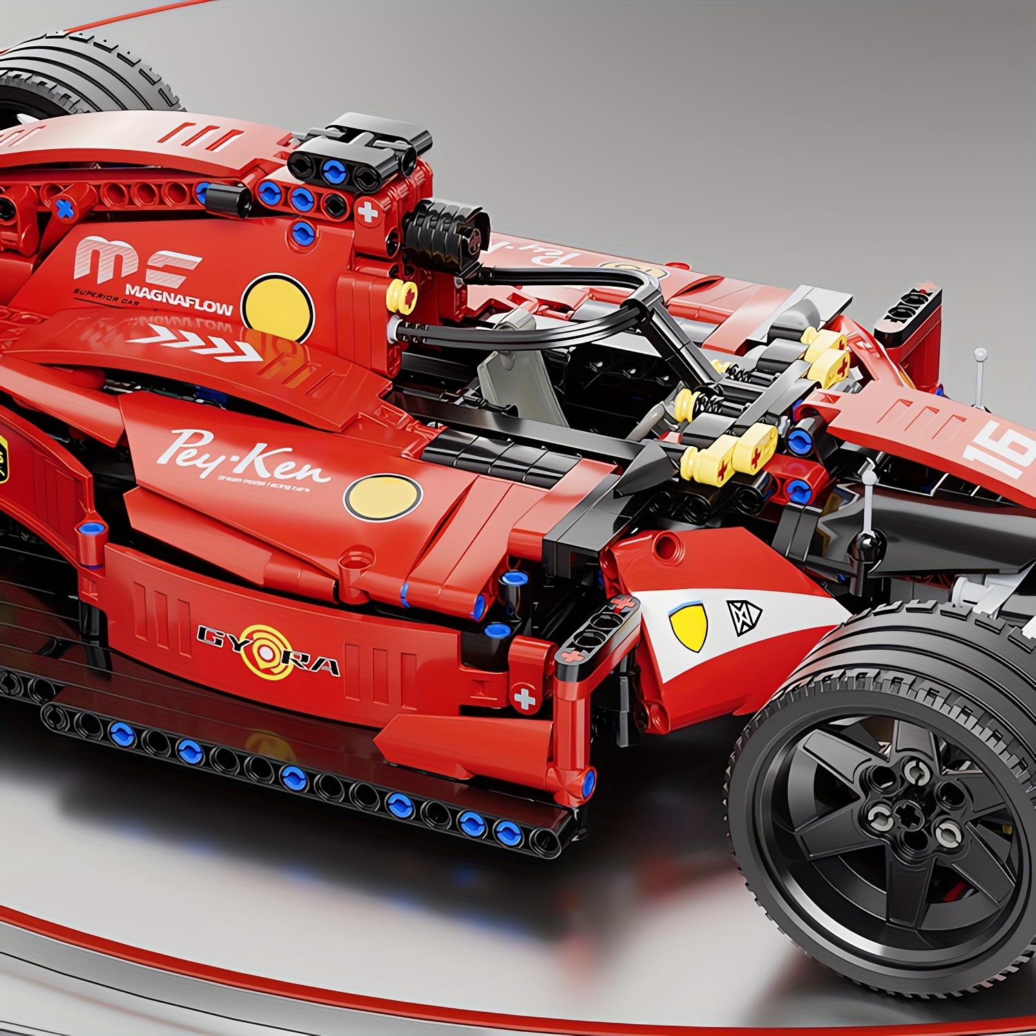 1200+pcs Red Classic Formula Racing Building Blocks, Racing Car