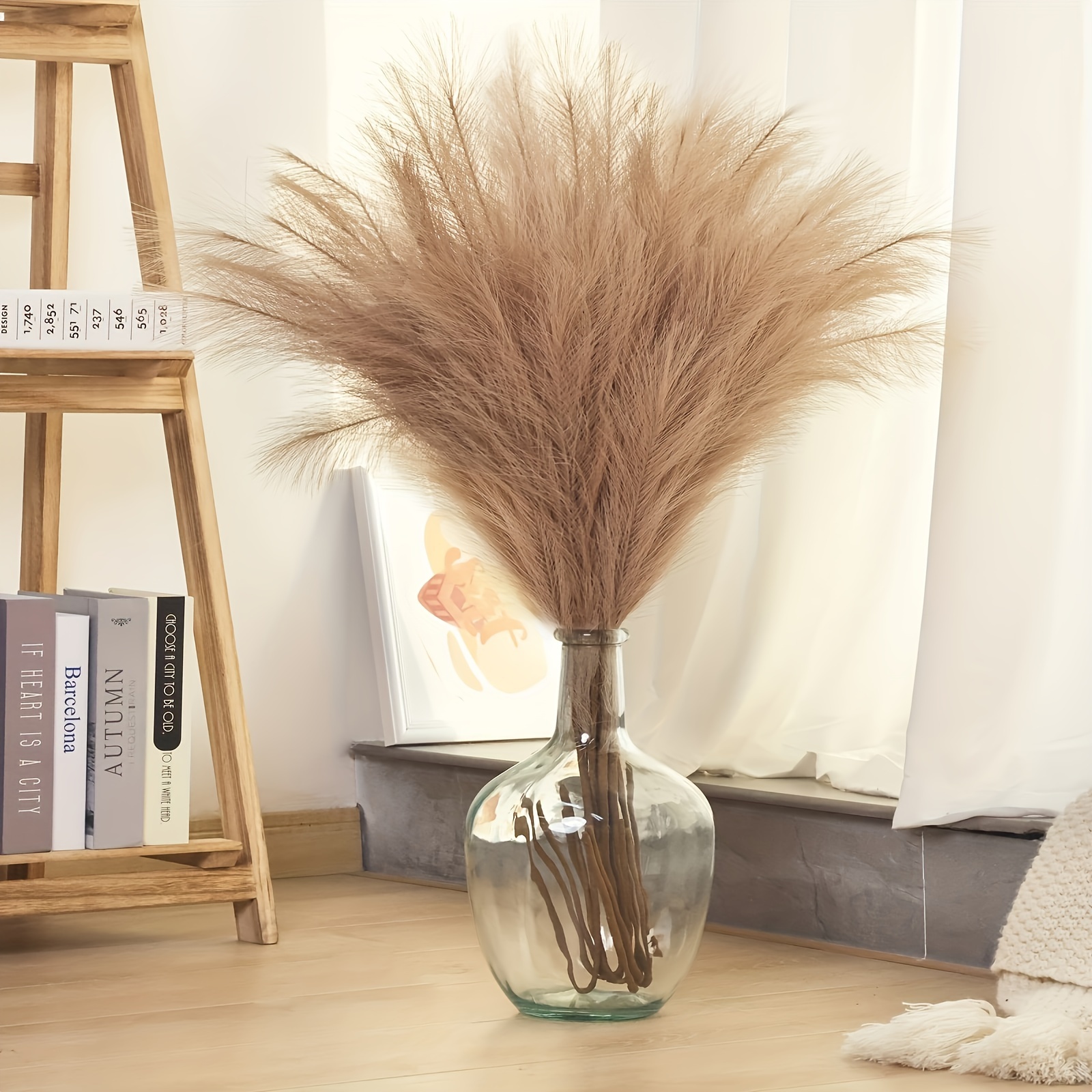 2pcs Faux Pampas Grass, Artificial Dried Pampas Grass Branches, Fake Reed  Grass Small For Boho Home Decor Wedding 48cm