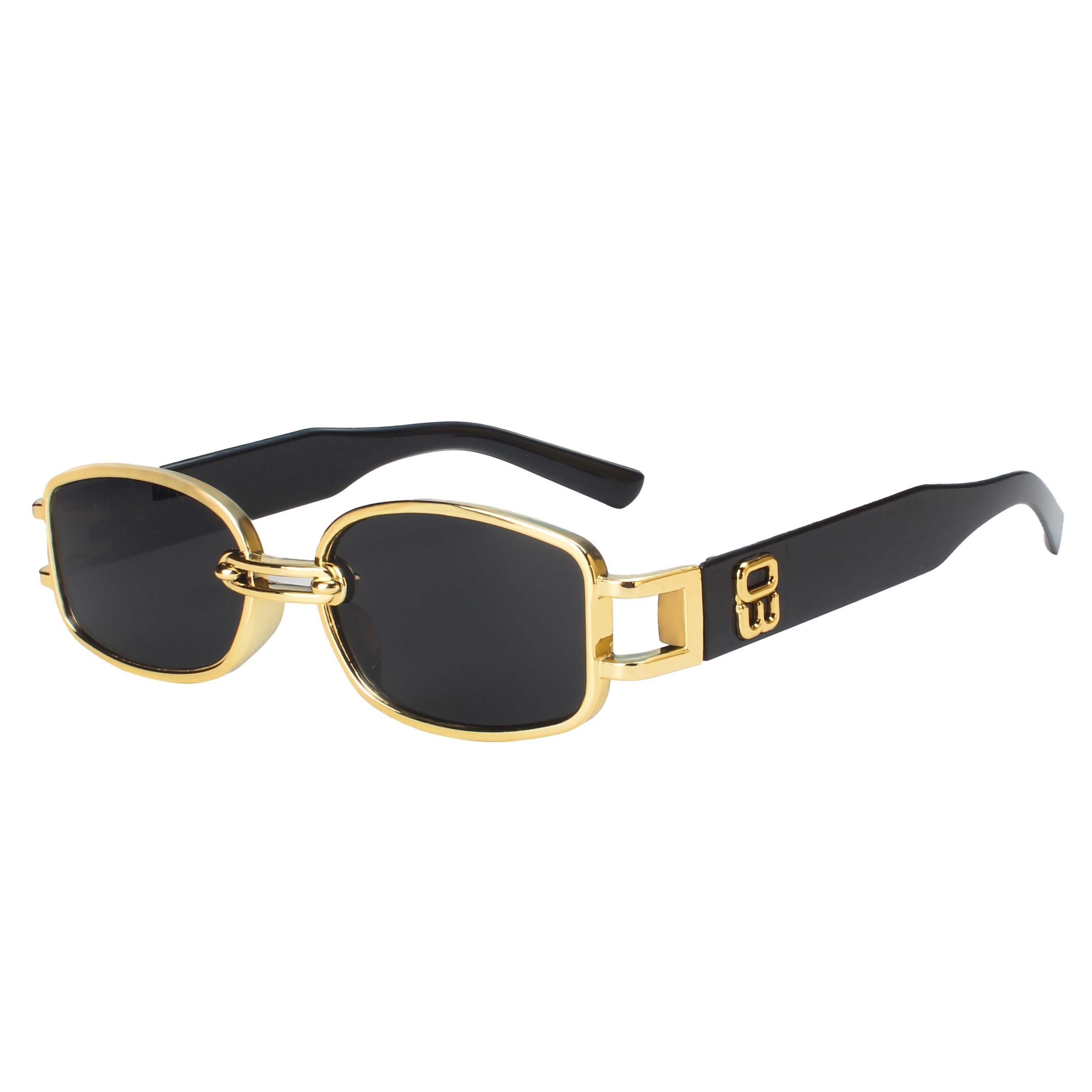 Rectangular Retro Sunglasses - Black