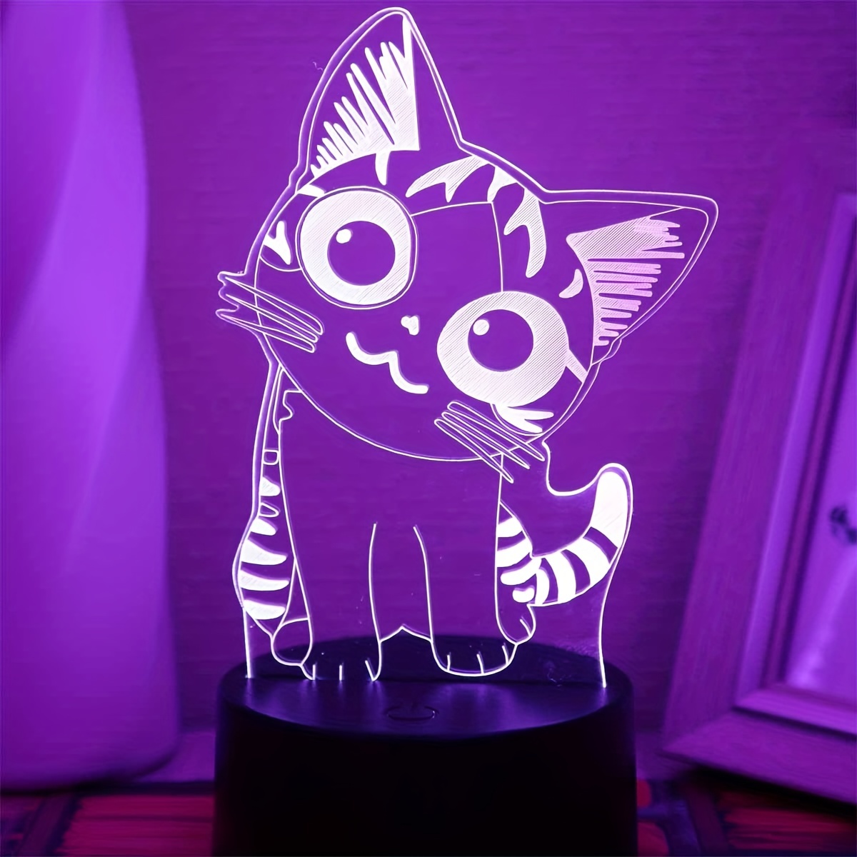  WHAT ON EARTH Luz nocturna LED que cambia de color para gatos,  bonita lámpara de gatito portátil que funciona con pilas, toque de  encendido/apagado : Herramientas y Mejoras del Hogar