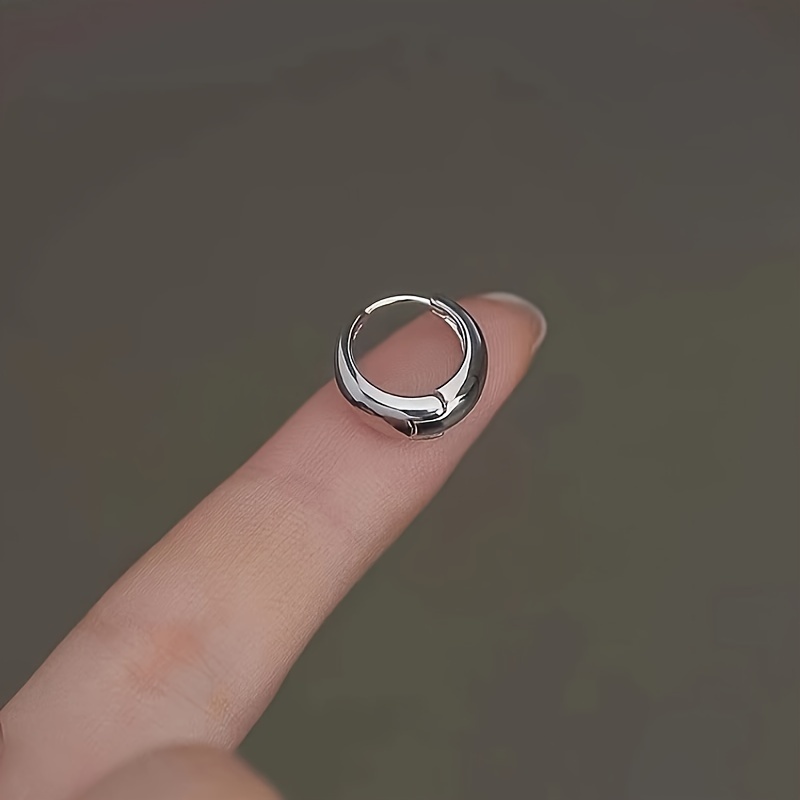 Silvery Glossy Hoop Earrings for Women's Daily Wear