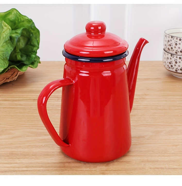 1pc retro thickened enamel tea kettle 1 1l enamel coffee kettle oil kettle kettle enamel kettle enamel kettle milk tea kettle cooling kettle   drinkware home kitchen items back to school supplies details 1