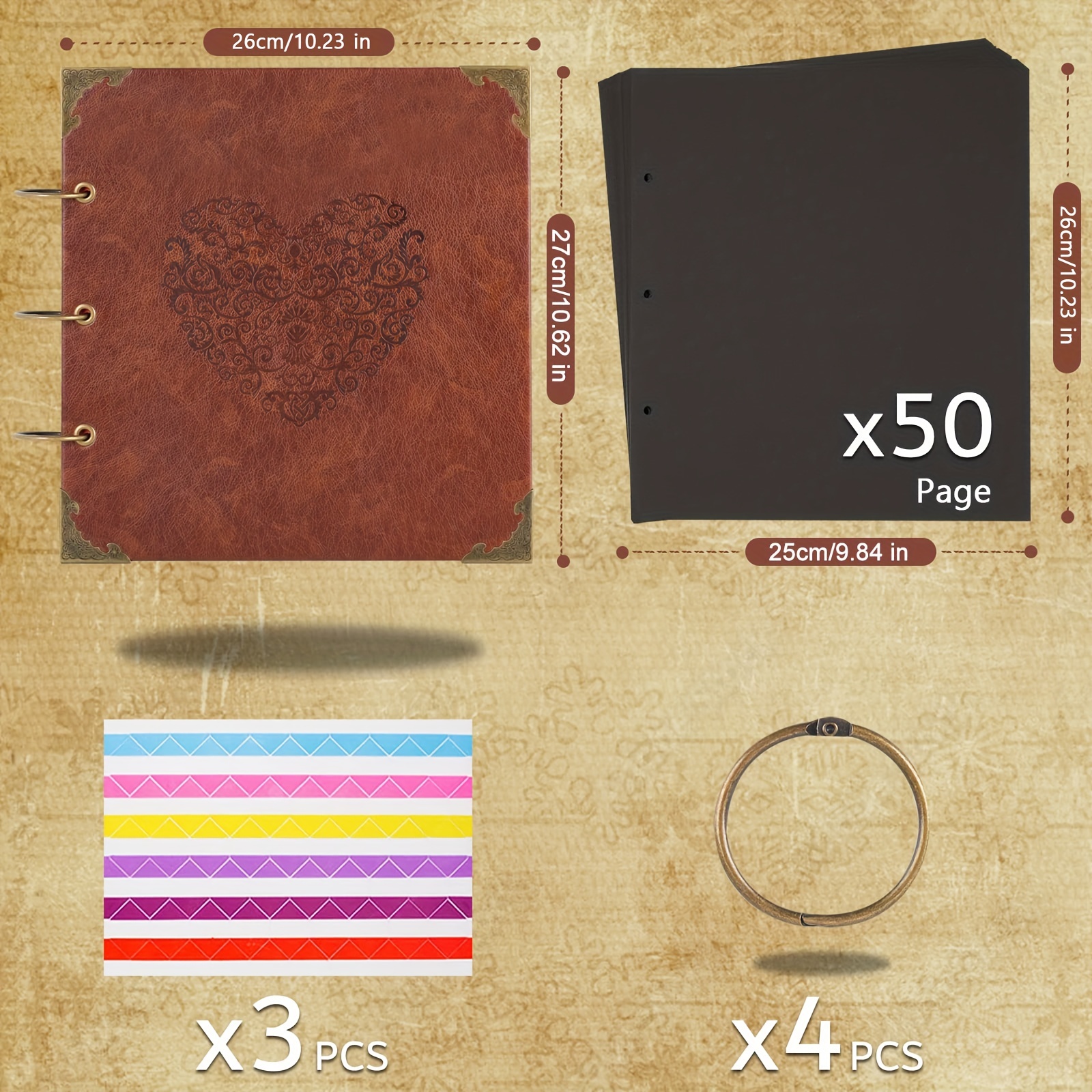 Self-adhesive Photo Album Leather Cover Scrapbooking Book For