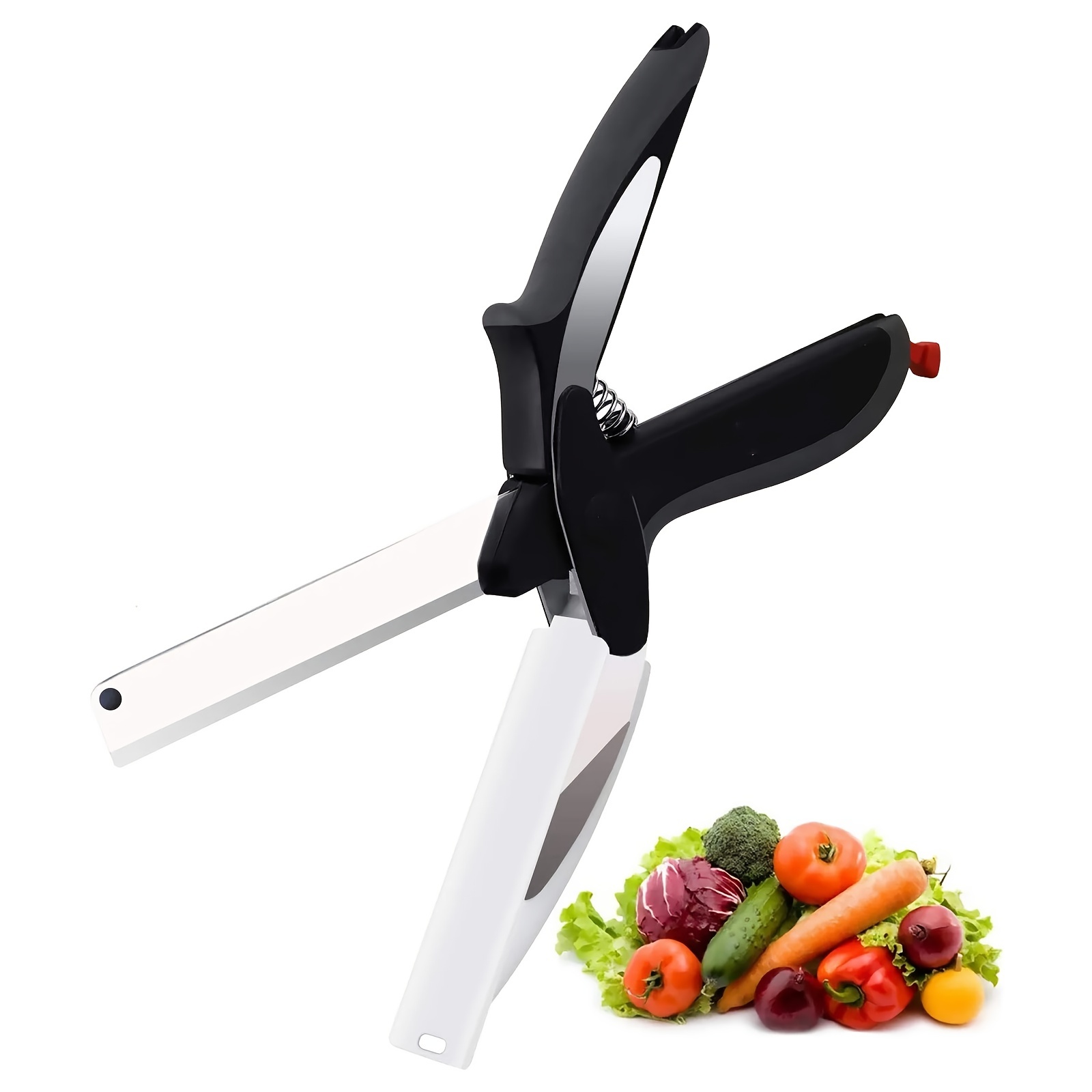 2-in-1 Multifunctional Kitchen Food Scissors, Stainless Steel Knife with  Cutting Board Built-in, Kitchen Tool Slicer for Vegetable Fruit Bread  Cheese, Kitchen Food Fruit Cutter Chopper 