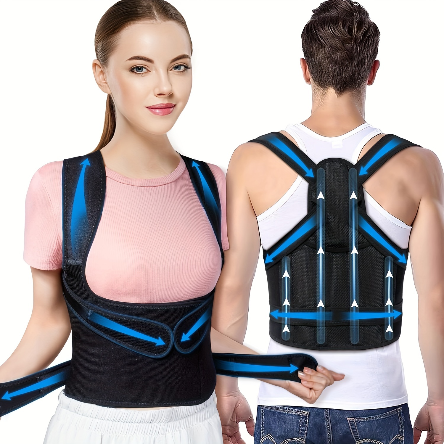 Women Adjustable Elastic Back Support Belt Chest Posture - Temu