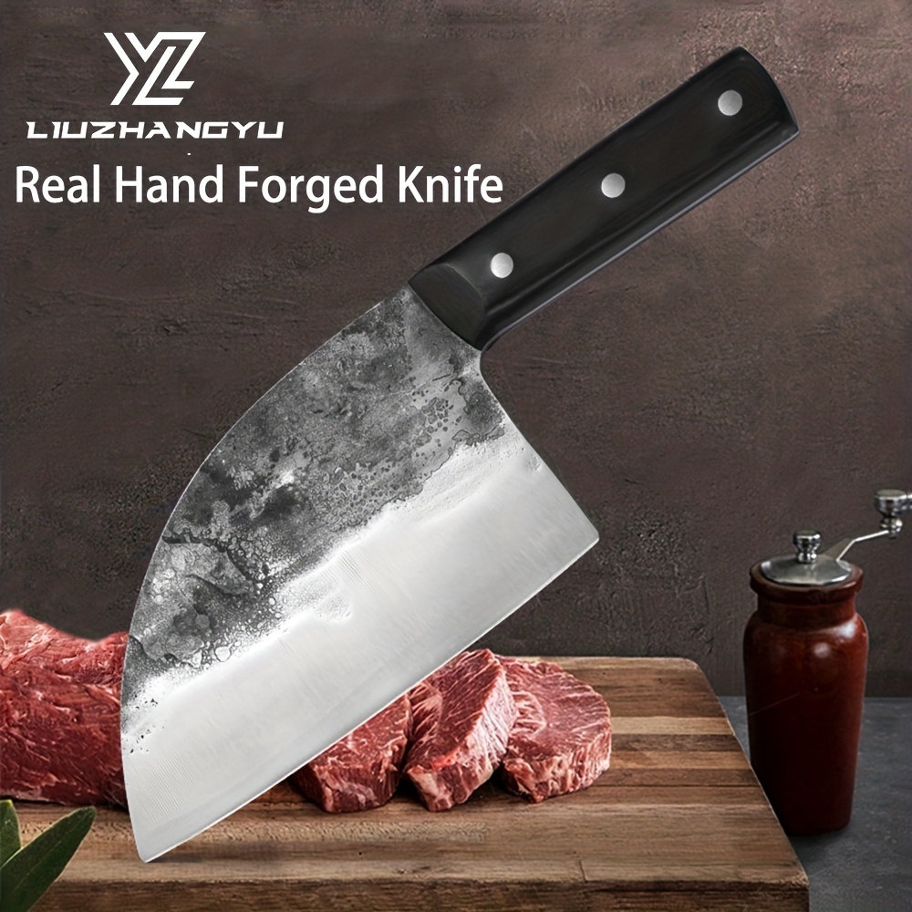 Huusk Knives, Butcher Knife for Meat Cutting, Hand Forged Meat Cleaver  Knife, Japanese Knife High Carbon Steel Meat Cutting Knife, Outdoor Cooking