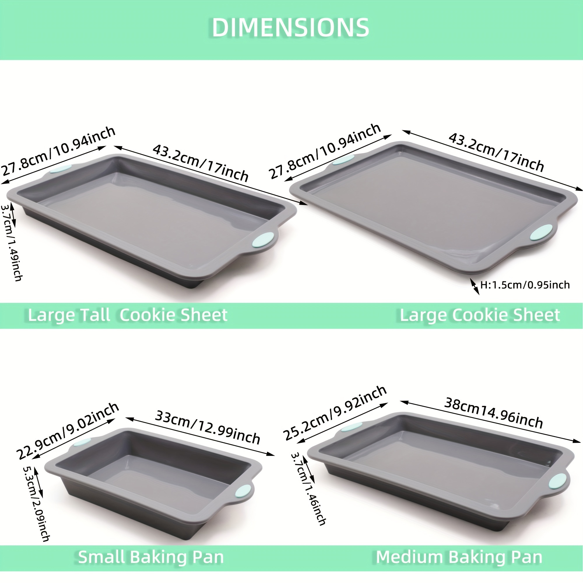 Baking Sheet Pan Set, With 17 Measuring Spoons, Cookie Sheets For Oven,  Layers Sheet Cake Pan, Nonstick Bakeware Set With Wider Grips, Jelly Roll  Baking Tray, Premium, Dishwasher Safe - Temu