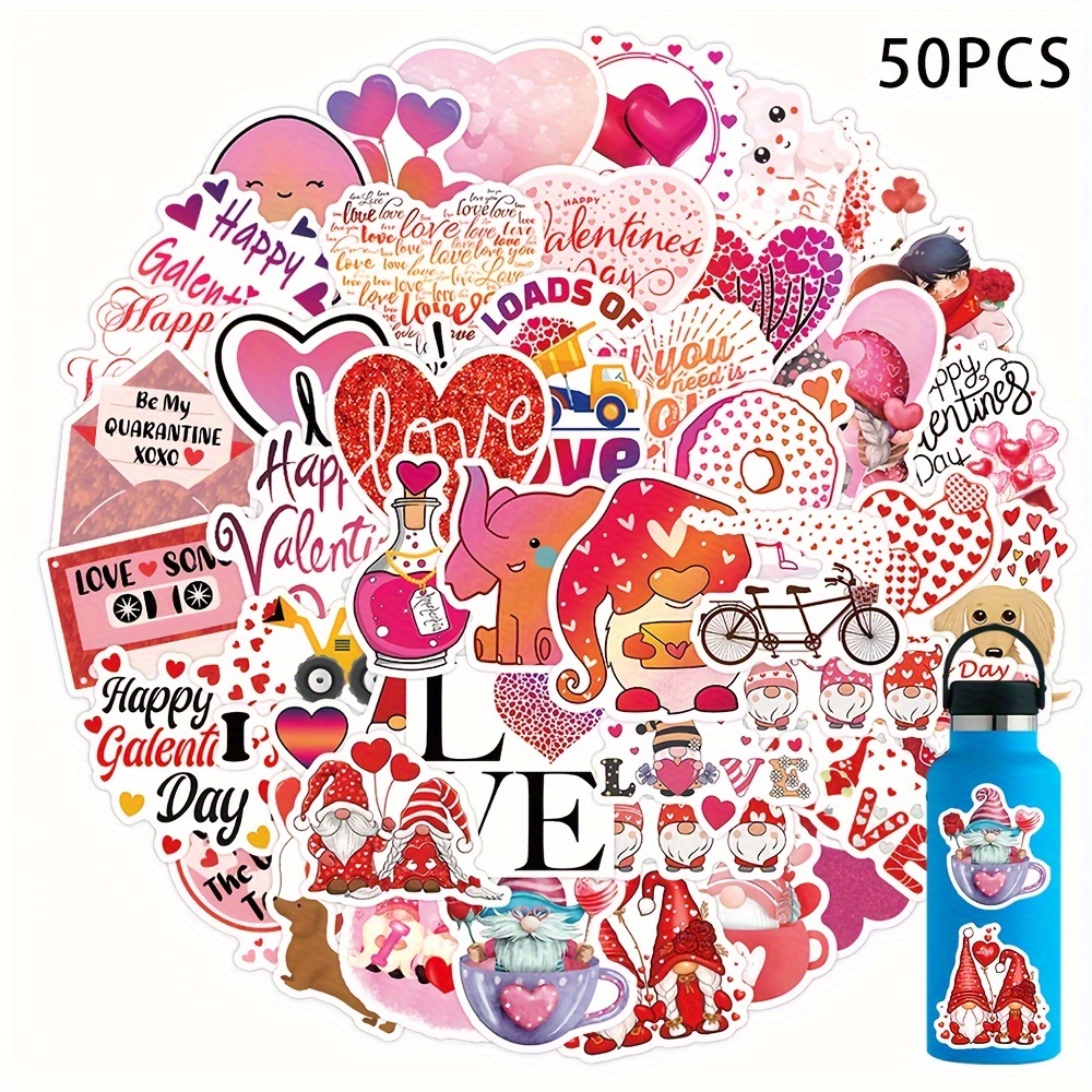 50pcs Pegatinas San Valentín Pegatinas Amor Álbumes - Temu