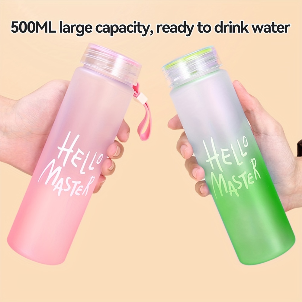 1pc 500ml water cup, matte sports water bottle with lifting rope