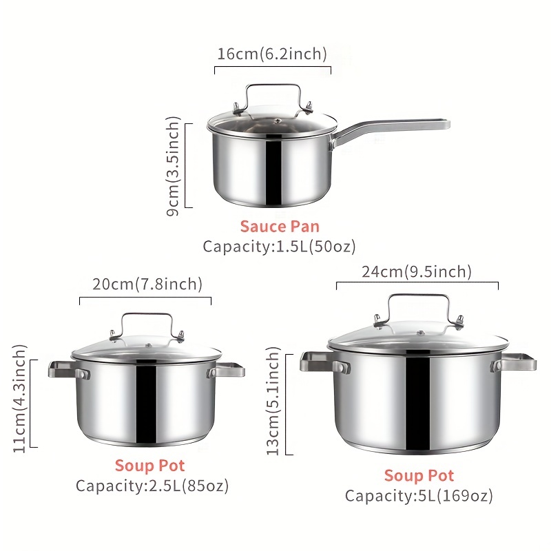Stainless Steel Stock Pot With Lid - 7.87 - Induction And Gas Stovetop  Compatible - Perfect For Soups, Stews, And More - Kitchen Essential - Temu