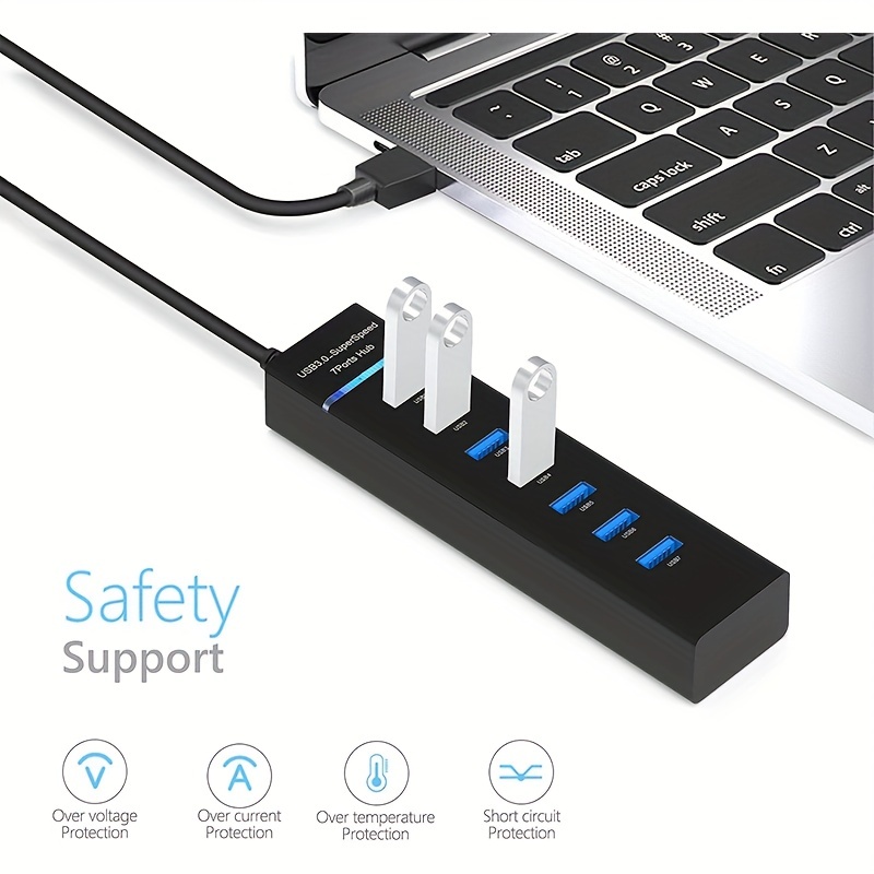 USB Hub 3.0, VIENON 7-Port USB Data Hub Splitter for Laptop, PC, MacBook,  Mac Pro, Mac Mini, iMac, Surface Pro and More USB Devices