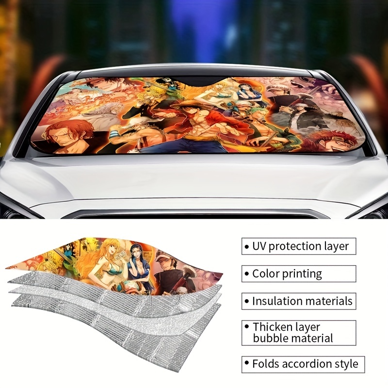1pc Anime-Auto-Windschutzscheiben-Sonnenblende Faltbare Wärmeisolierung  UV-Reflektor Cartoon-Auto-Frontfenster Tragbare Sonnenblende