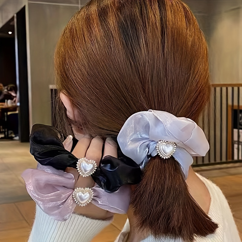 Korean Fashion Silk Scarf LV Turban Elegant Ponytail Hair Tie Ribbon Bow  Hair Rope Headband