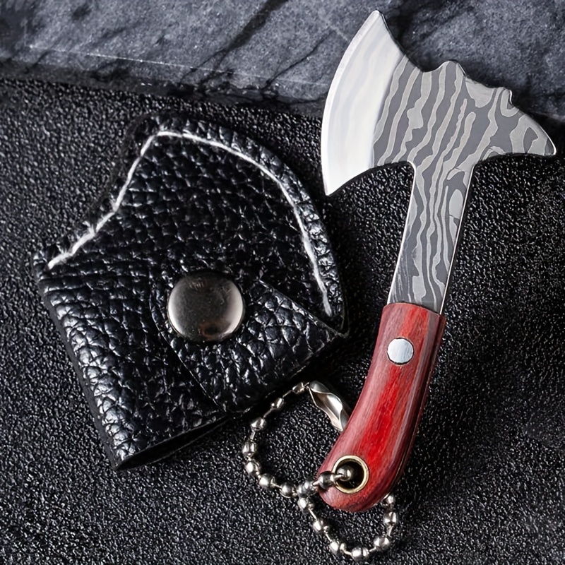 4PCS/Set Damascus Pattern Pocket Knife Set: Mini Axe Shape Tiny