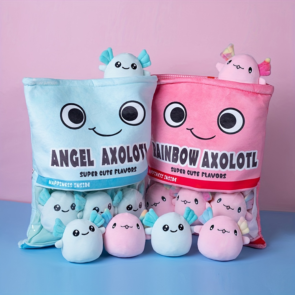Mewaii® Mushroom Family Strawberry Axolotl Pink Kawaii Plush Pillow Sq –