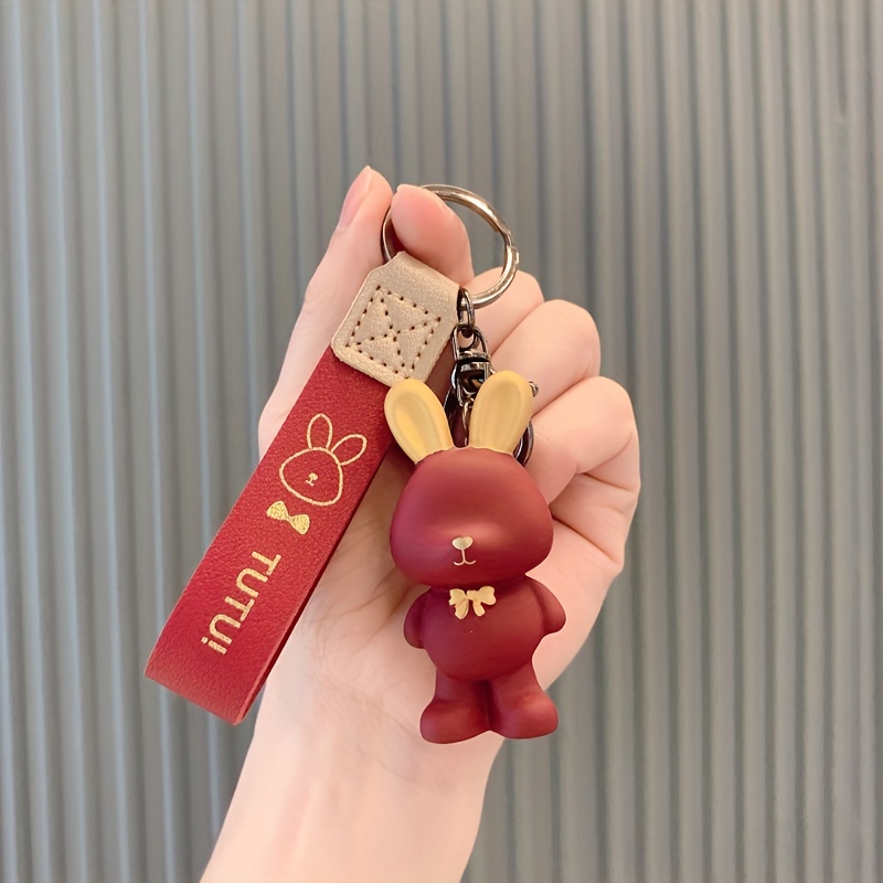 Rabbit Doll Pendant Silicone Keychain for Car Bag Decoration