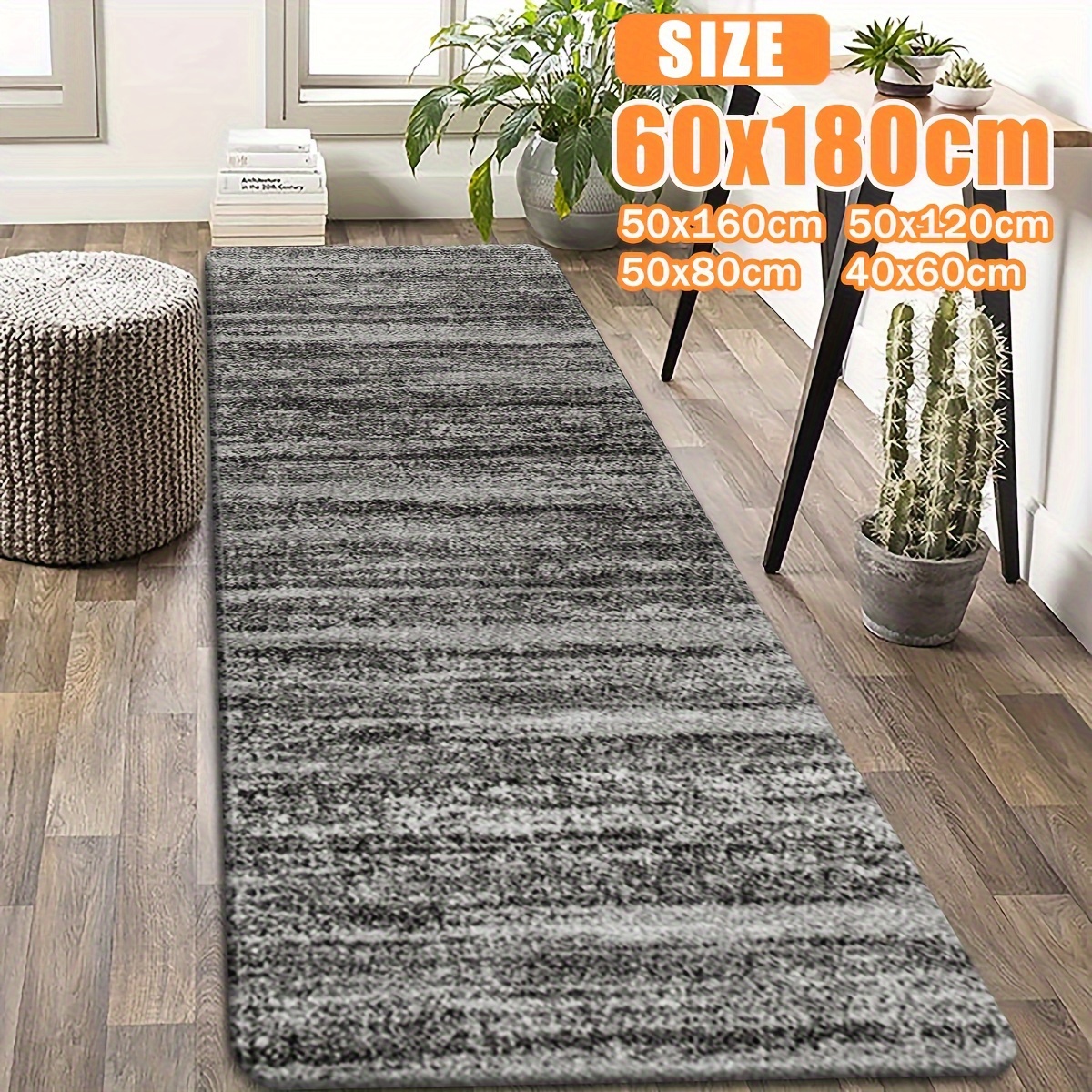 

1pc Contemporary Transitional Gray Runner Rug Non Skid Washable Rug Runner For Laundry Room Kitchen Floor Hallways Accent Distressed Floor Carpet (40*60/50*80/50*120/50*160/60*180cm)