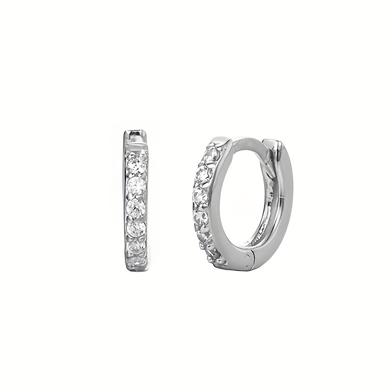 Men's Tiny Cubic Zirconia Huggie Hoop Earrings
