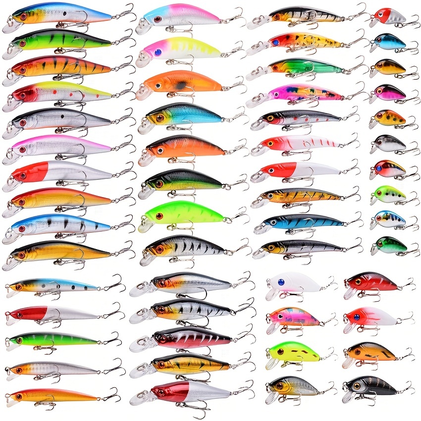 

56pcs Complete Fishing Lure Set With 8 Kinds Of Hard Baits, Spinners, And Hooks - Perfect For Carp Fishing And Catching A Variety Of Fish