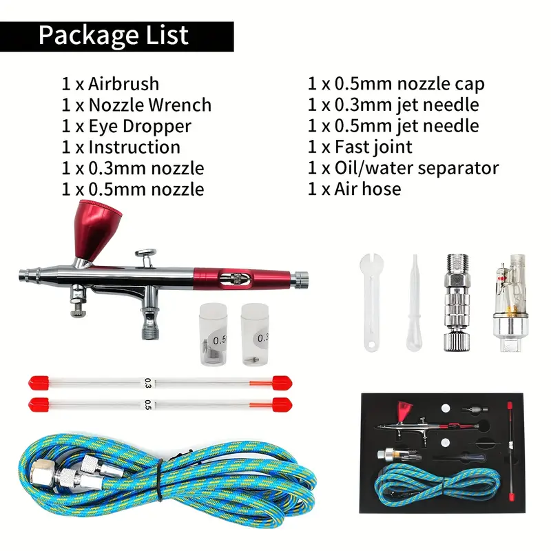 0.3mm Dual Action Airbrush Kit Air Brush Compressor Paint Spray