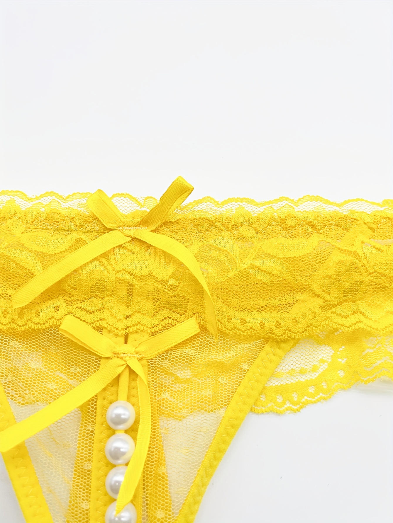 Vibrant Yellow Lace W/ Orang Trim Peek-a-boo CD/TS Panties 