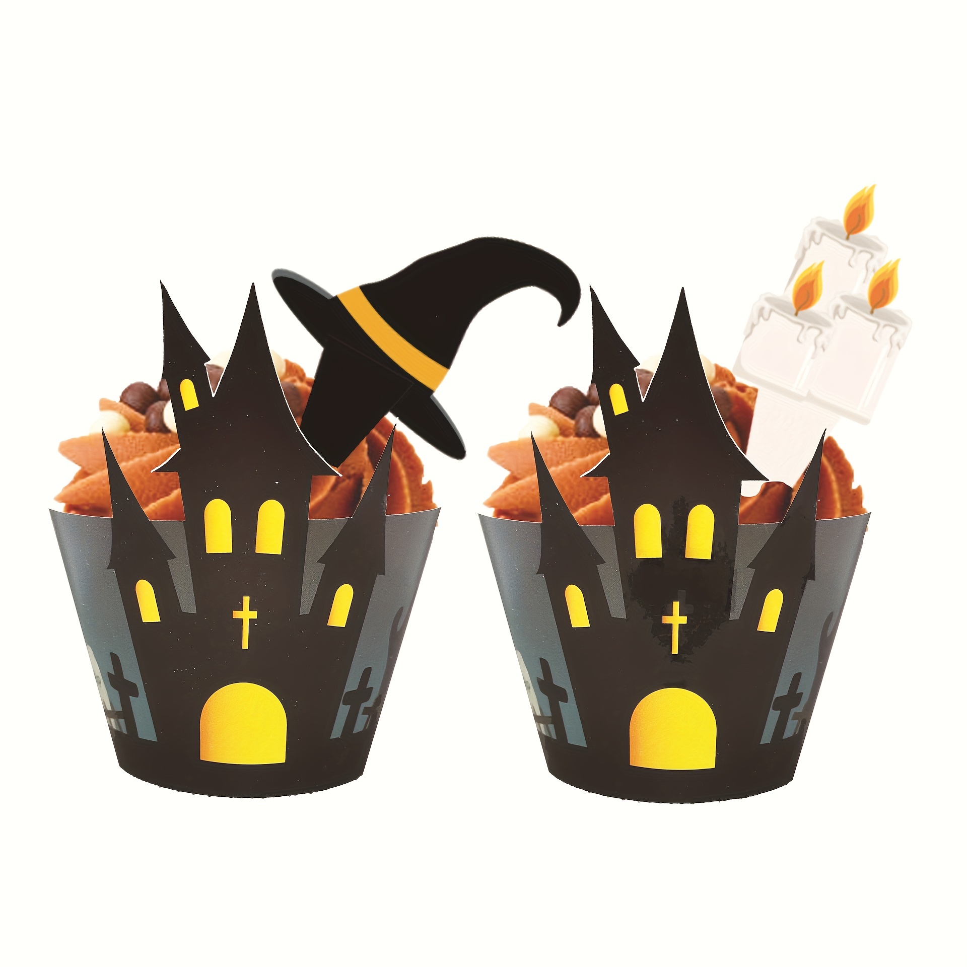 24 adornos comestibles para cupcakes con temática de personajes de terror  de Halloween, discos de pie, decoraciones para tartas