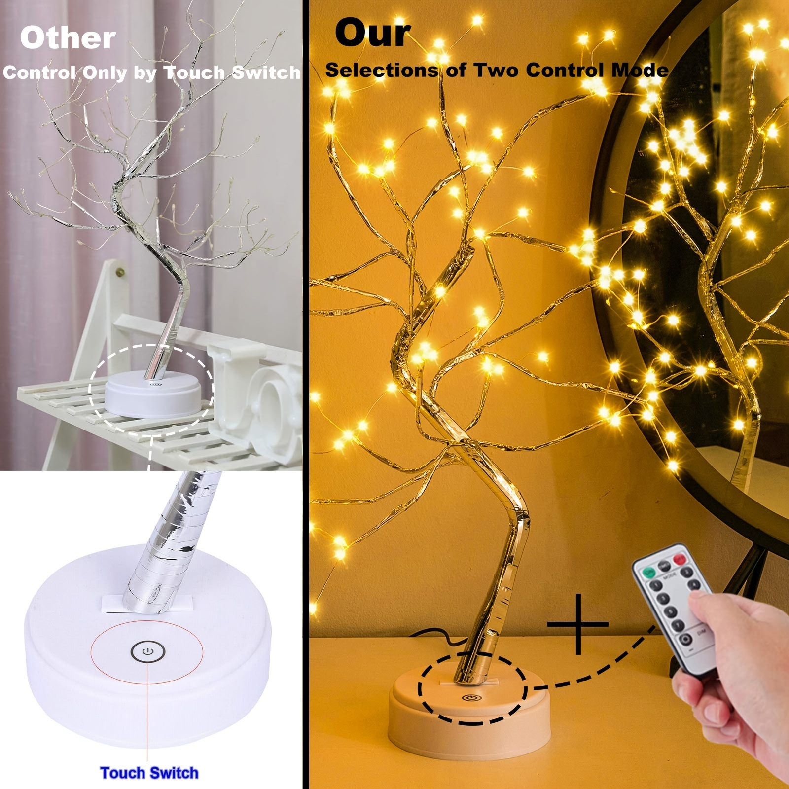 PXBNIUYA Room Decor, 20 108 LED Tabletop Bonsai Tree Light, DIY Artificial  Tree Lamp, Battery/USB Operated, Aesthetic Lamps for Living Room Bedroom