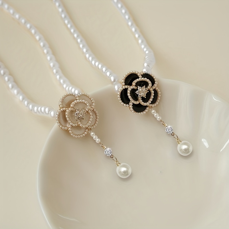 Camellia Necklace Cute Pearl Necklace Female Sweet Flower Clavicle