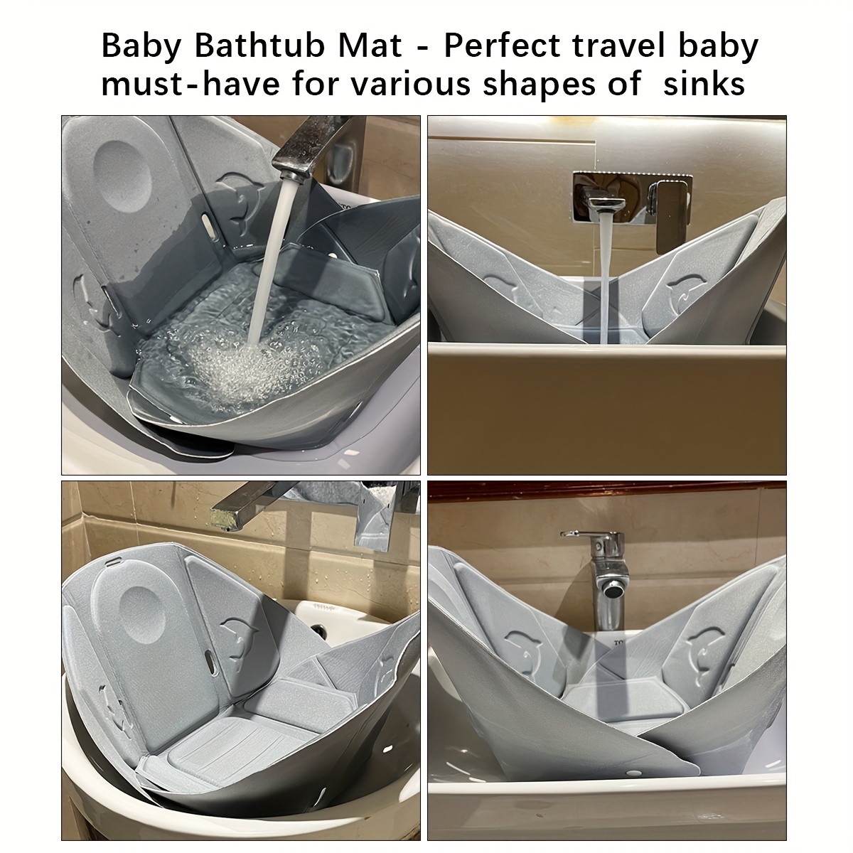 Baby Soft Sink Baby Bath Mat - Baby Bath Cushion for Travel - Baby