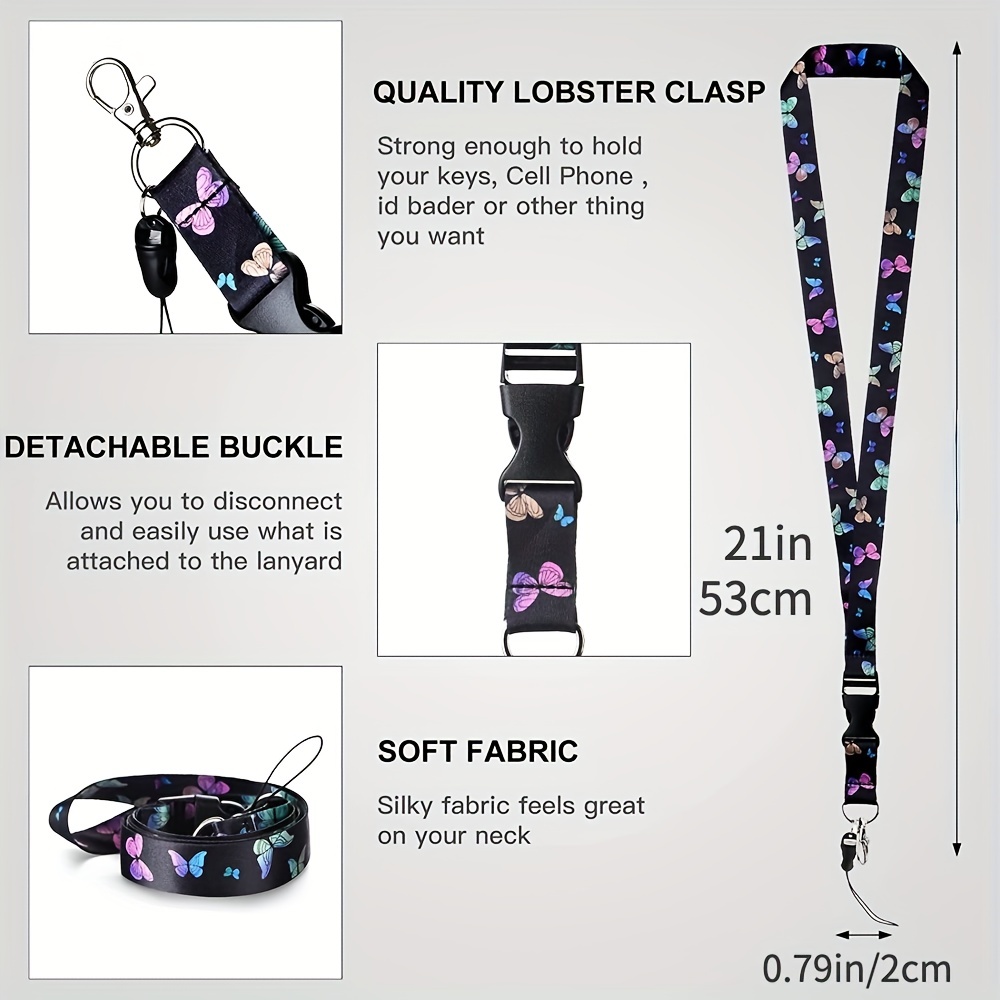 ID,Cell Phone,Badge Holder with Lanyard - Fashionable ID Card Holders with Retractable Lanyards - Soft Fiber,Metal Clip,Sturdy Buckle for Key