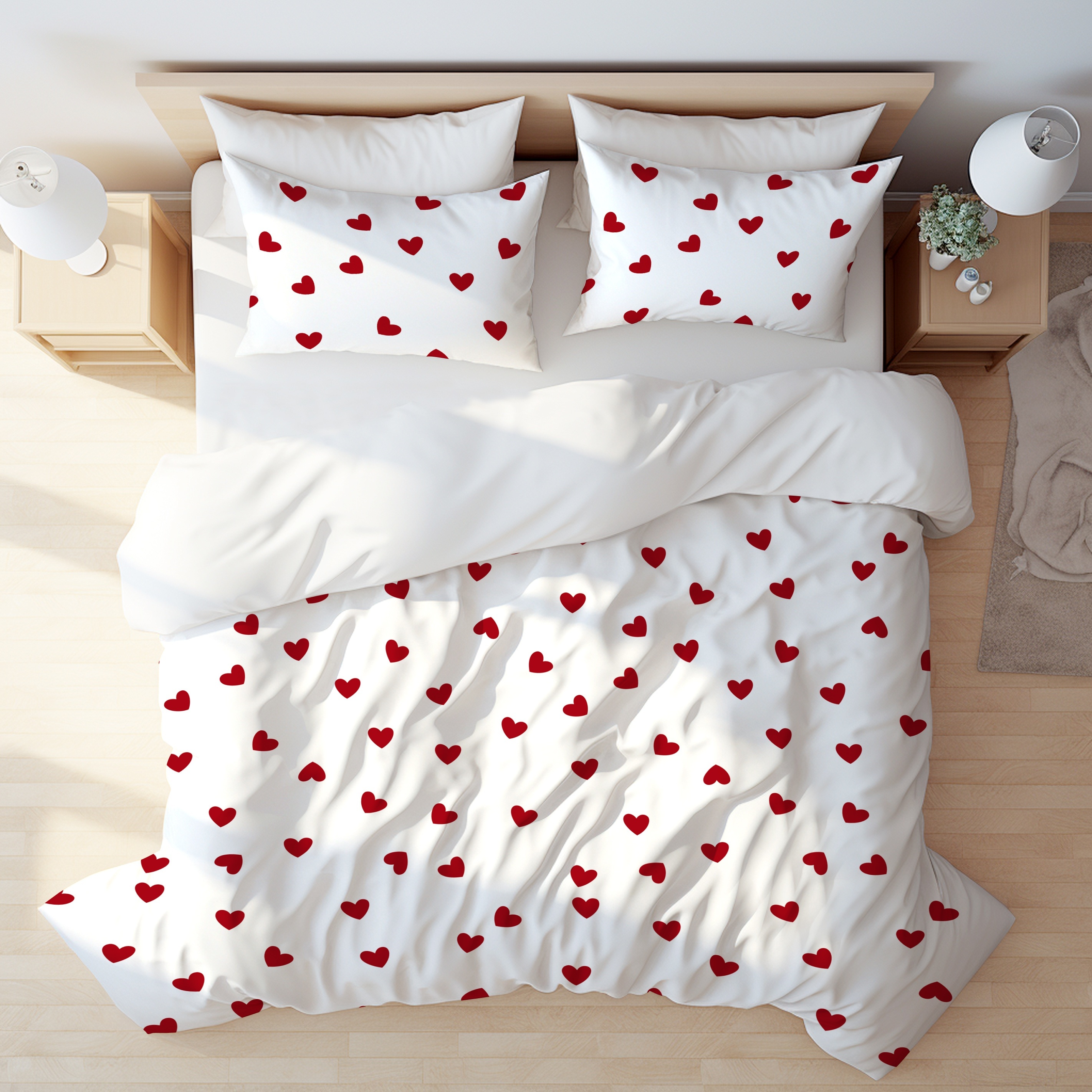 Image of 3pcs Set Of Heart-themed, , Brushed Digital Printed Duvet Cover, Not Including The Insert