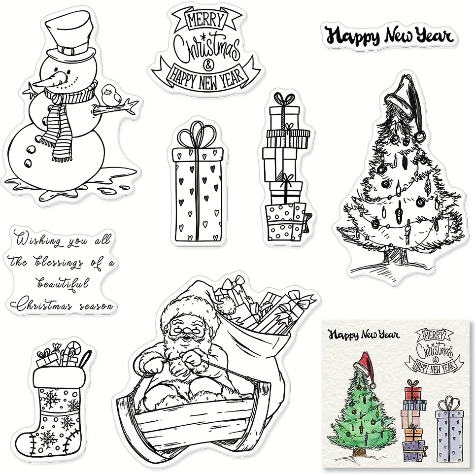 Bear Snow Clear Stamps for Card Making and Photo Album Decorations,  Snowflake Silicone Stamps Greeting Words Transparent Rubber Stamps Seal for  DIY