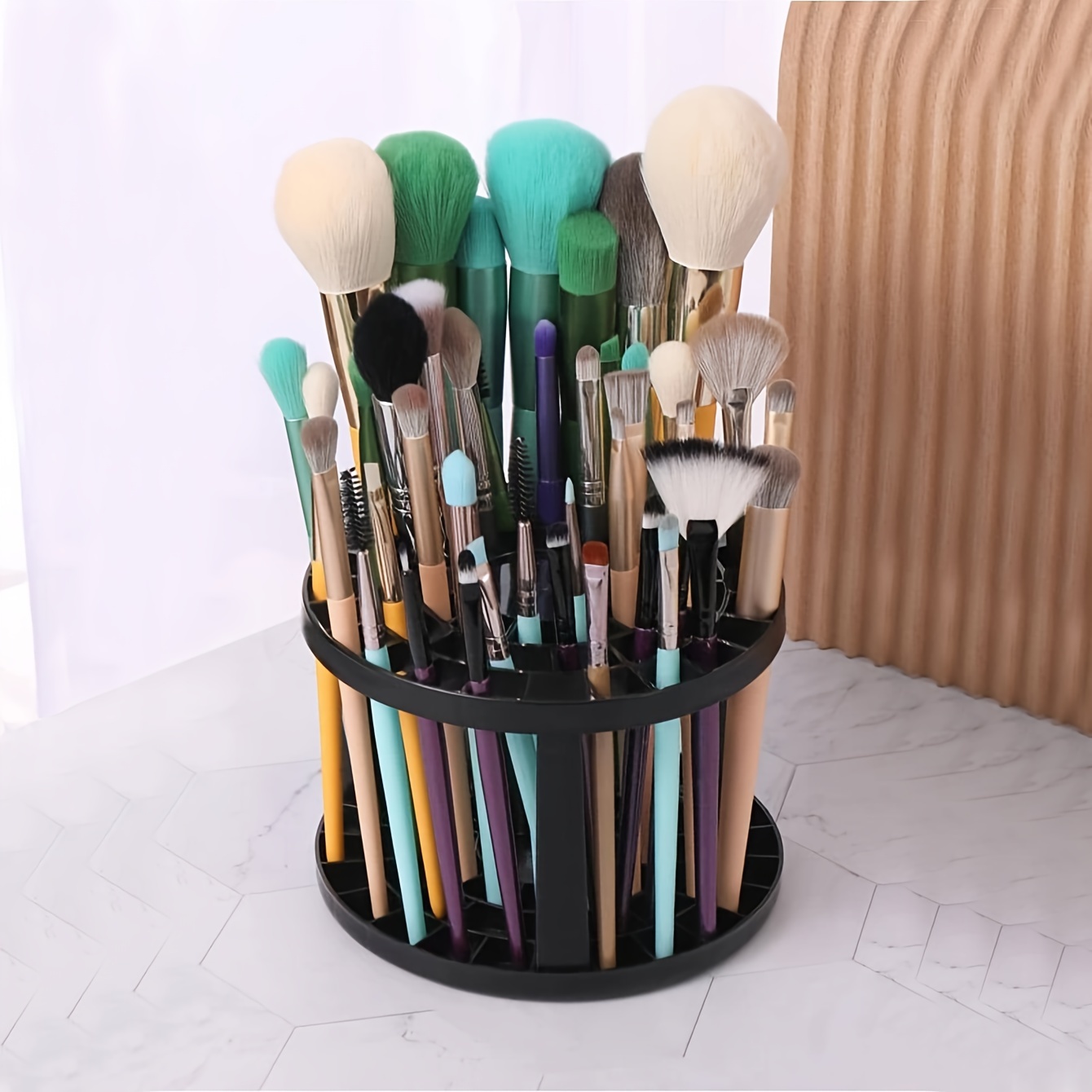 Contenedor de brochas de maquillaje, Soporte redondo giratorio de 360 °,  organizador de mesa de maquillaje, organizador de brochas cosméticas,  almacenamiento para maquillaje - AliExpress