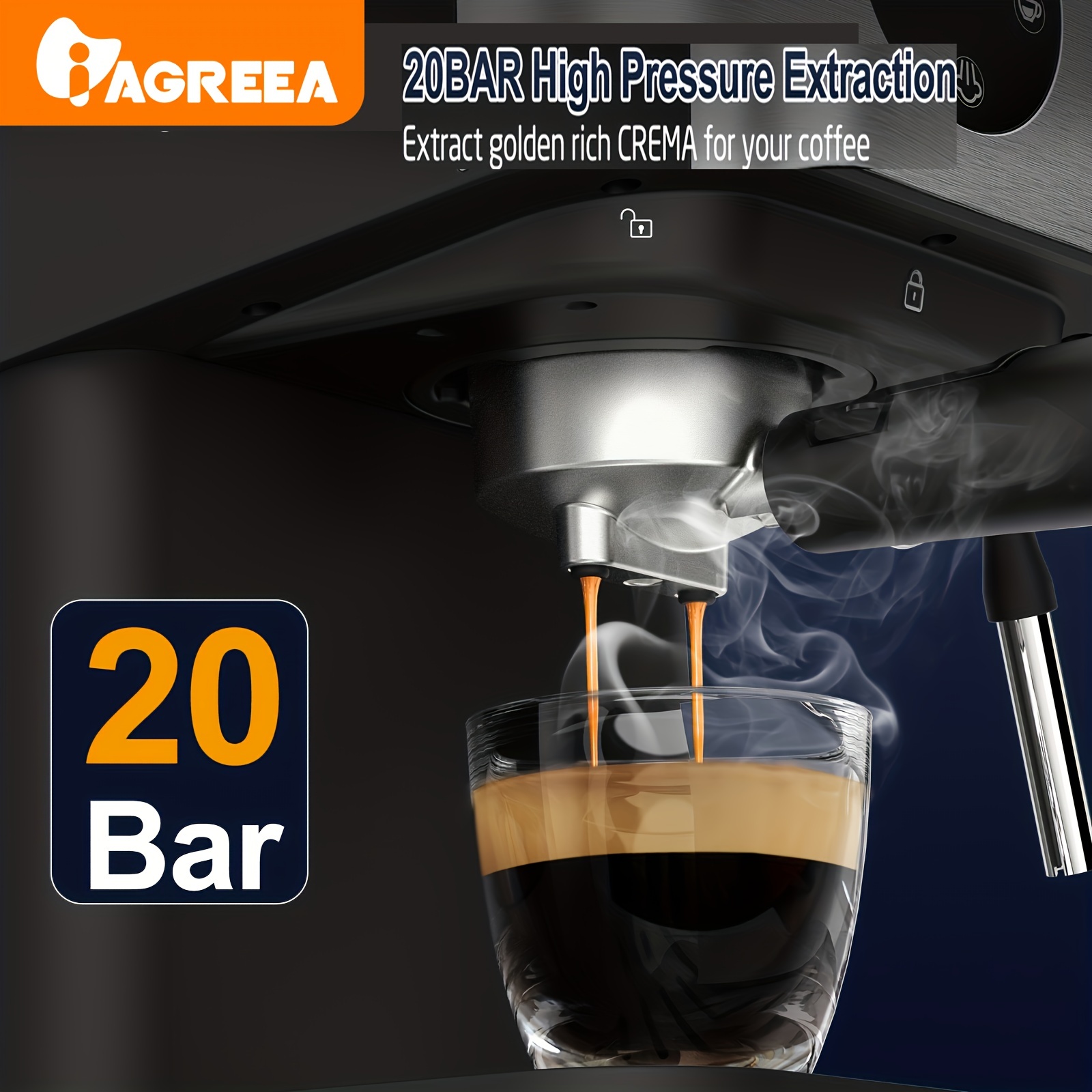 Iagreea Cafetera Espresso Italiana 20bar 1 5l/50oz Tanque - Temu