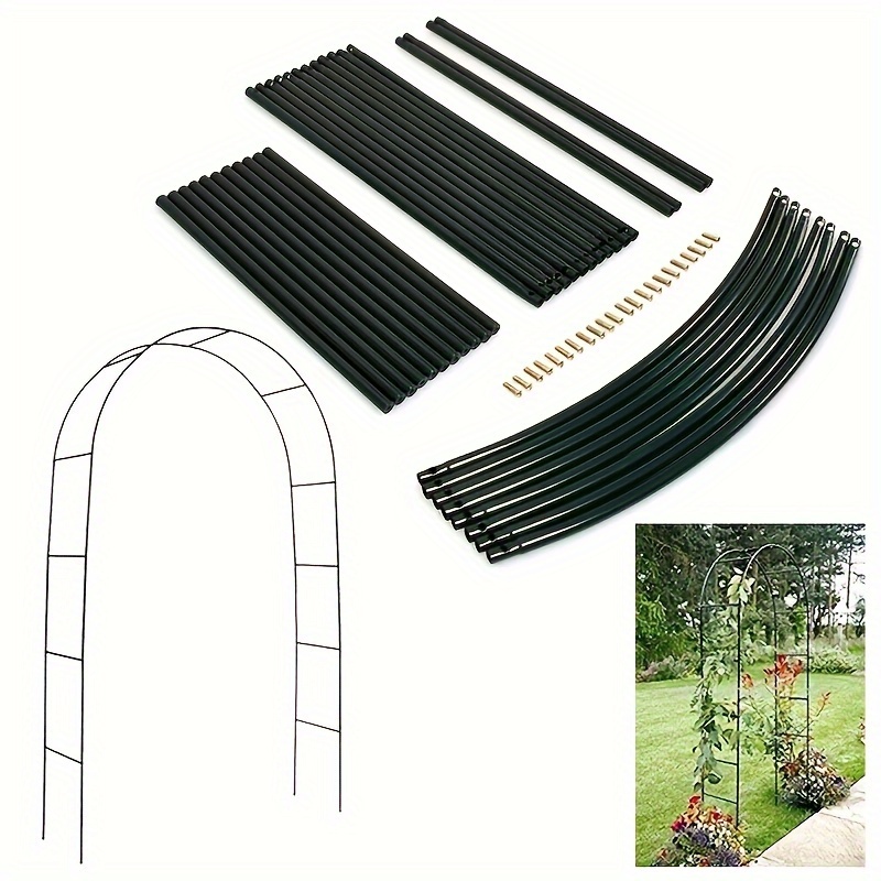 Large Metal Garden Arch, Heavy Duty Rose Arches Arbor Flower Stand, For Climbing Plants Support Archway Garden Decoration, Black,Green ,W2.4M*H2.2M