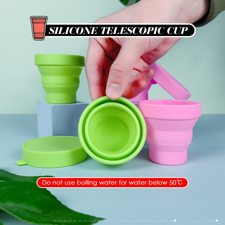 Silicone Collapsible Cup with Lid - Portable Telescopic Cup for Camping