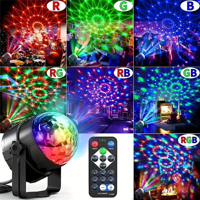 1 pièce Donnez vie à la fête avec les boules de lumière RGB Disco activées  par le son - télécommande à 7 modes, parfaites pour les soirées dansantes à