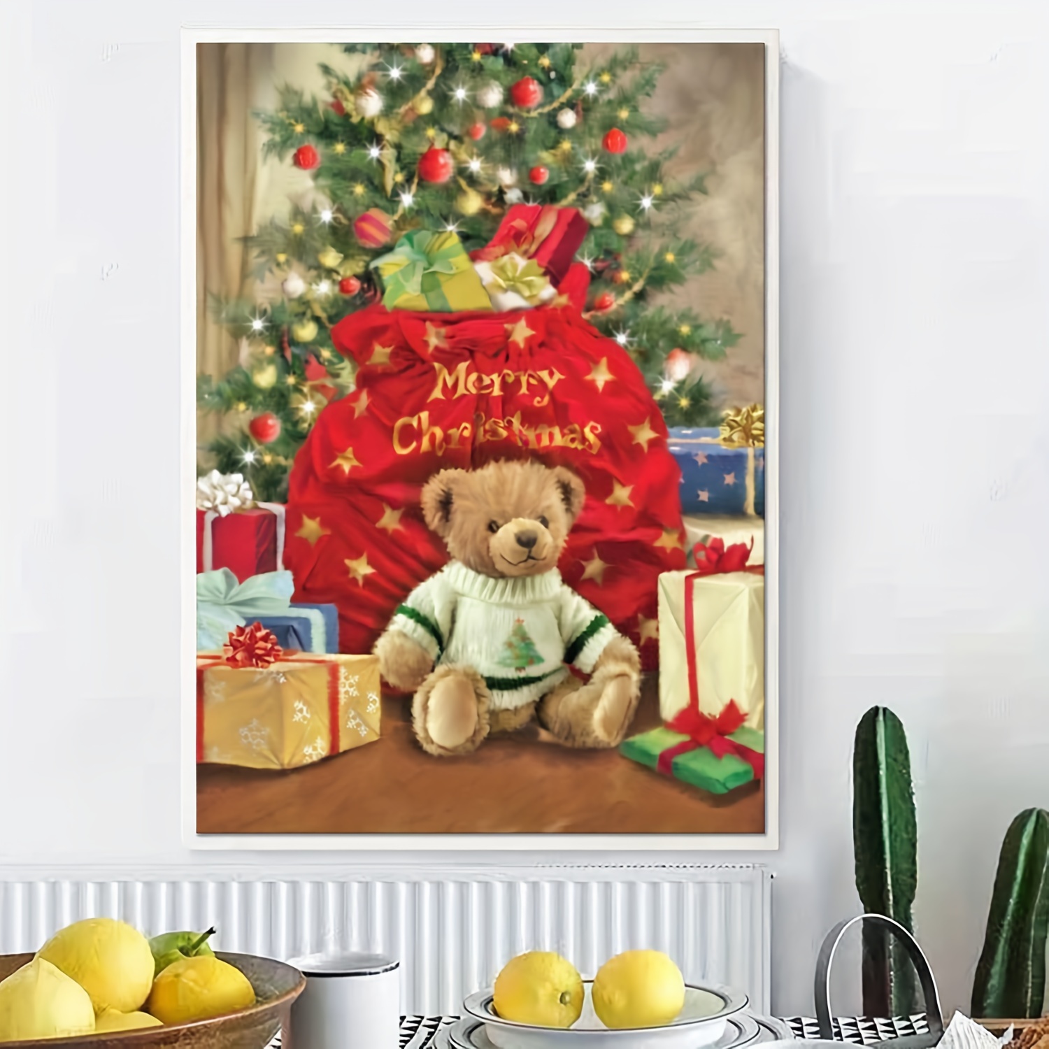 5D Diamond Painting Stuffed Bear in Christmas Ornaments Kit