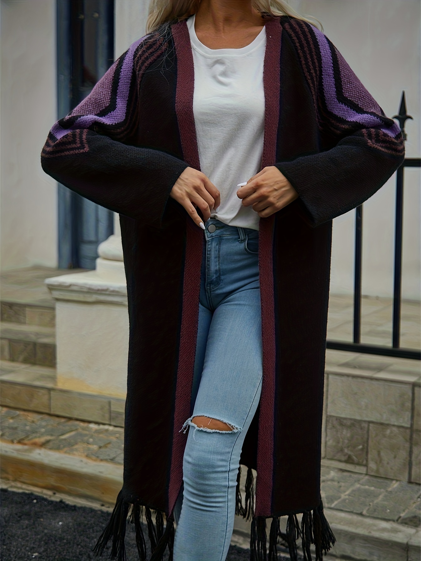 Long cardigan with clearance tassels