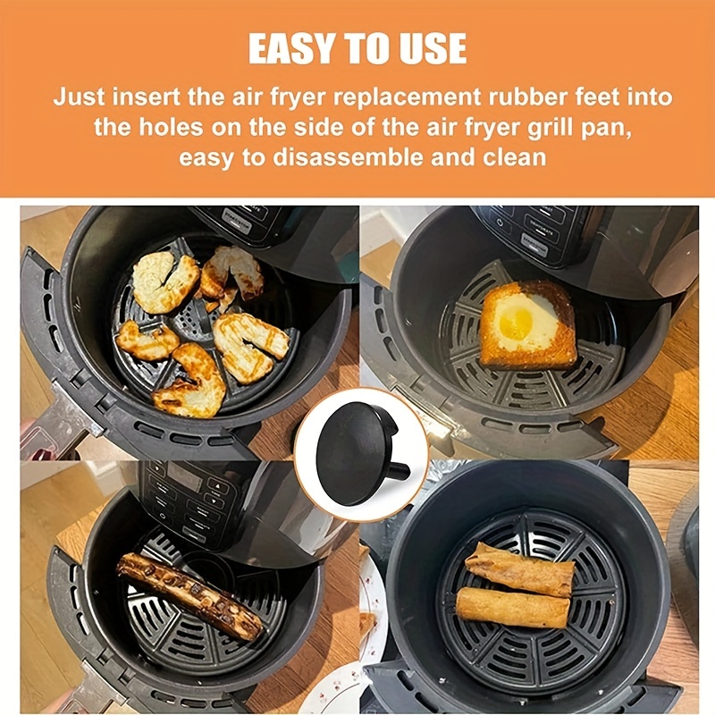 Air Fryer Grill Pan for Ninja Air Fryers, 2 Packs Replacement Air Fryer Crisper Plate Grill Plate Tray Accessories with Rubber Bumpers for Ninja